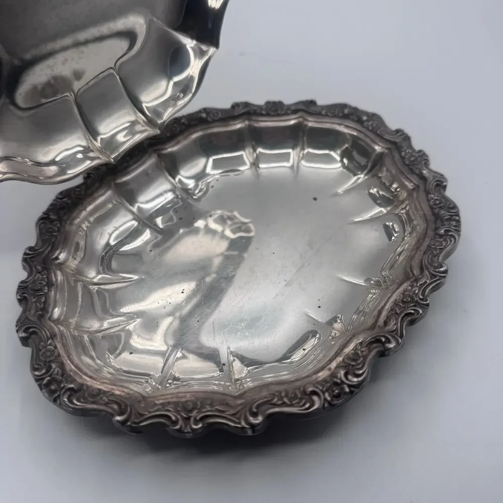 Vintage Silver Plated Silent Butler Crumb Catcher with Black Handle Mid Century
